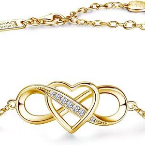 925 Sterling Silver Anklet Bracelets for Women Infinity Heart Ankle Bracelet Whi